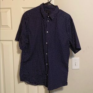 H&M Navy Dotted Button Up XL